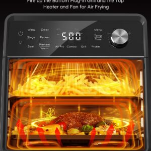 Nuwave X Chef Todd English Air Fryer Oven Combo, Plug-In Grill w/Sheath Heaters, Authentic Char Flavor, 2024 New Convection System, 2X More Even, 100 Presets, Smarter Probe, 50-550°F, Stainless Steel