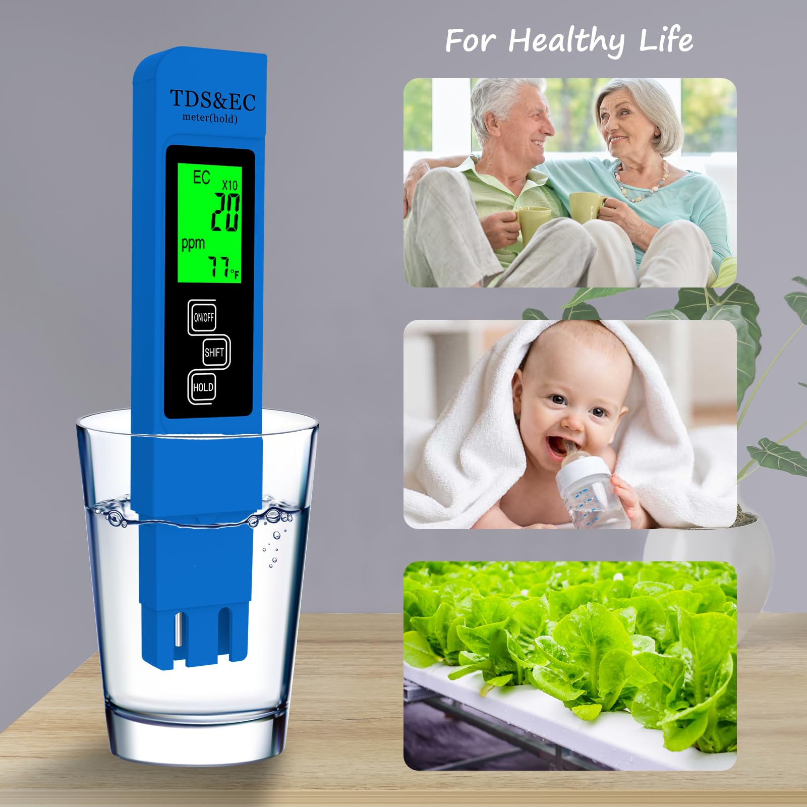 𝐌𝐨𝐬𝐭 𝐀𝐜𝐜𝐮𝐫𝐚𝐭𝐞 𝐒𝐨 𝐅𝐚𝐫 4-in-1 Instant Read TDS Meter - Measures TDS, EC, & Temperature (°C/°F) - Digital Water Testing Kit for Tap, Well, Pool, Hydroponics, Aquarium, RO/DI System -Blue