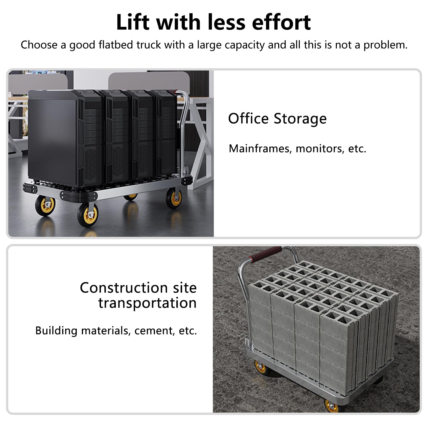 Foldable Platform Truck Push Dolly Heavy Duty 2000 lb. Weight Capacity with Brake and 6" 360 Degree Swivel Wheels