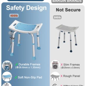 HOMLAND Shower Chair for Inside Shower, FSA/HSA Eligible 400 lbs Adjustable Shower Stool with Suction Feet, Shower Seat for Inside Tub Bathroom Bench Bath Chair for Elderly and Disabled