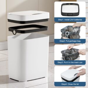 Vanpopubs 2 Pack 2.7 Gal Bathroom Trash Can with Lid, Automatic Trash Can Small Smart Garbage Can Touchless, Slim Motion Sensor Waterproof Plastic Trash Bins for Bedroom Office Kitchen Toilet