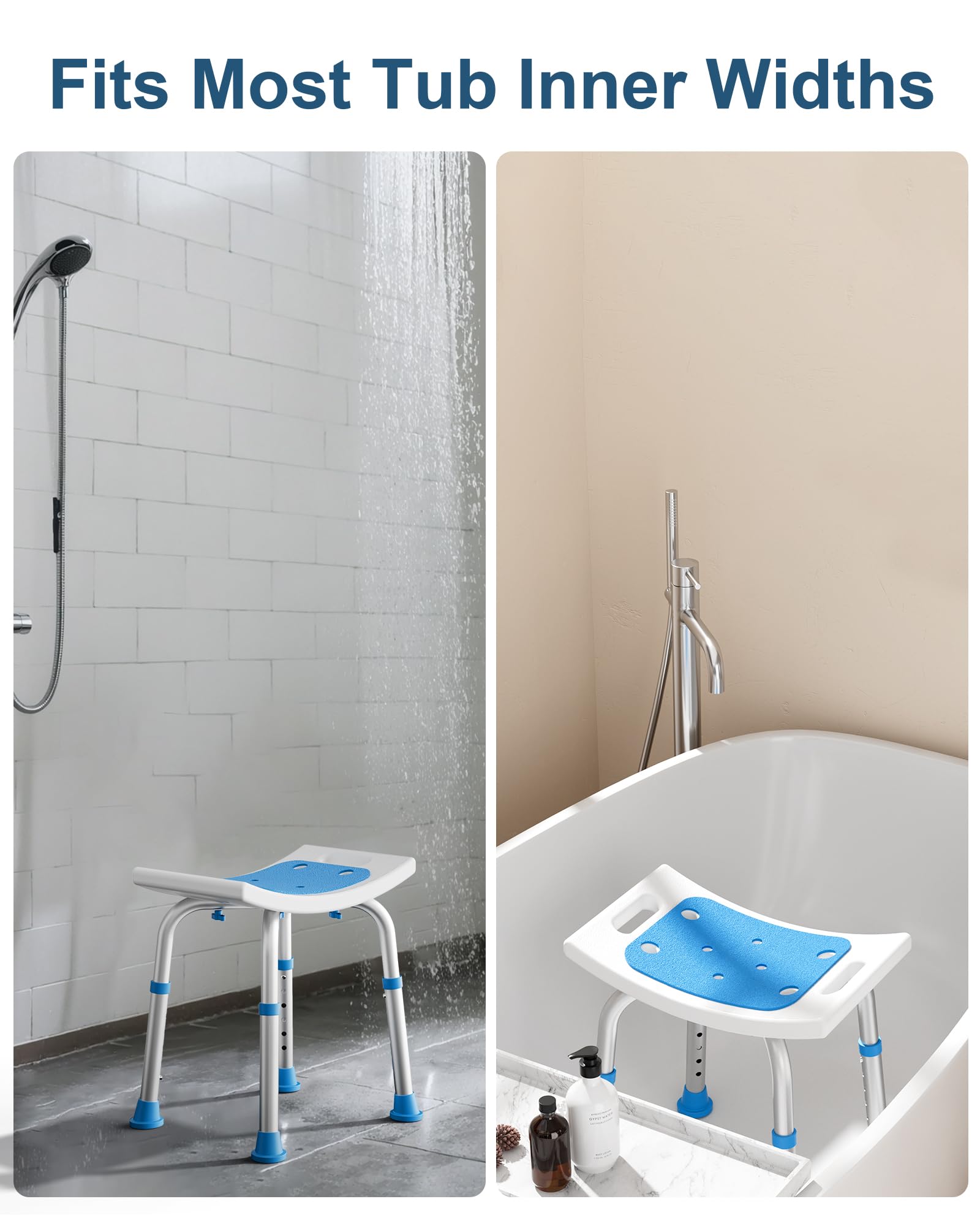 HOMLAND Shower Chair for Inside Shower, FSA/HSA Eligible 400 lbs Adjustable Shower Stool with Suction Feet, Shower Seat for Inside Tub Bathroom Bench Bath Chair for Elderly and Disabled