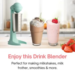 Milkshake Maker Machine – Electric Milkshake blender & Milk Frother – Restaurant Quality Smoothie Maker – Easy Clean Milkshake Mixer - 2 Speed Drink Blender with 16.9 oz. Stainless Steel Blender Cup