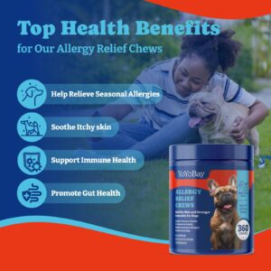 YoYoBay Dog Allergy Relief Chews - Immune Support & Itch Relief with Colostrum, Astragalus Root, 6-Strain Gut Health Blend - Duck & Pear Flavor, 360g