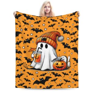 halloween blanket for boys girls, haunted halloween themed design printed throw blankets for kids lap, chair sofa, warm soft cozy blanket, 40"x 50"