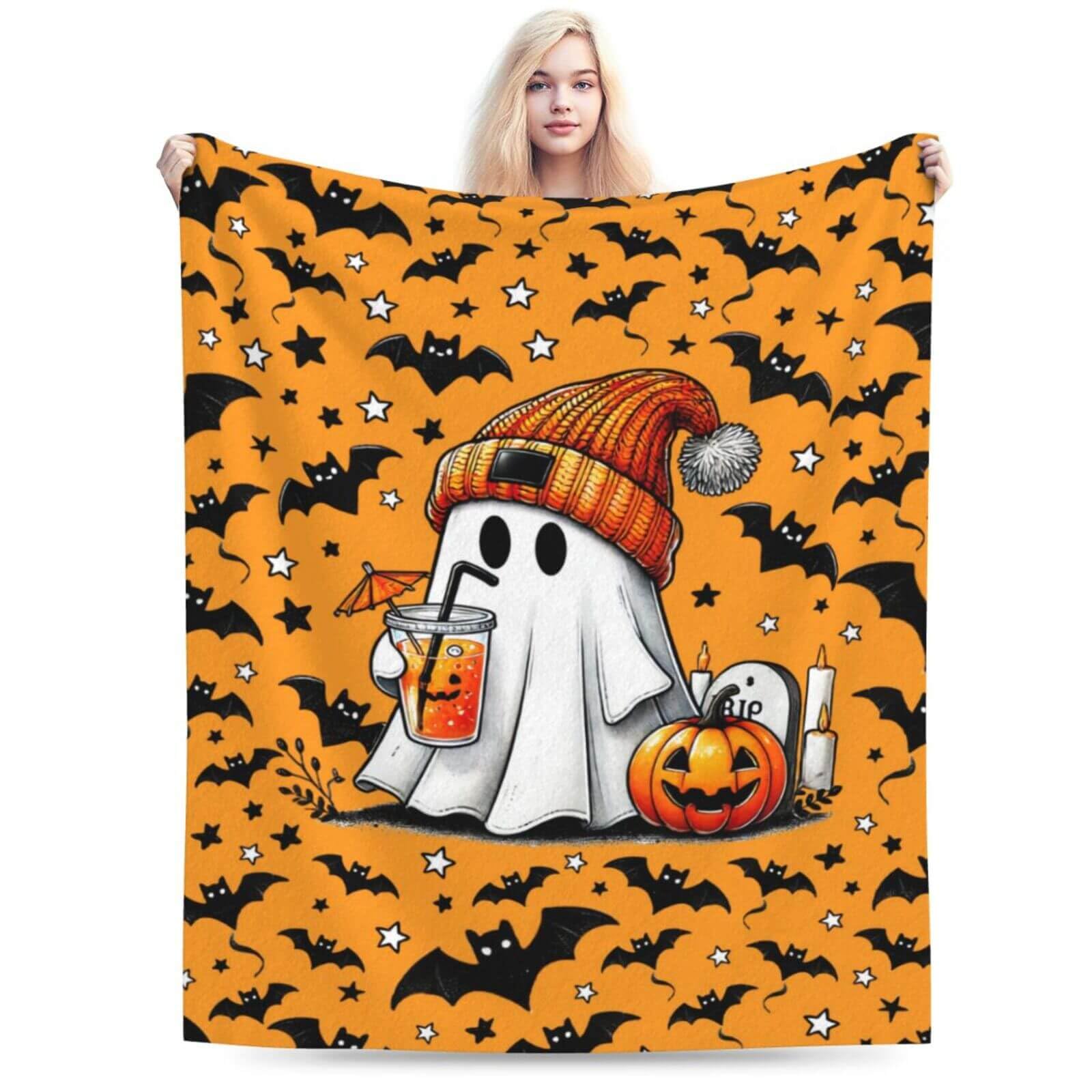 Halloween Blanket for Boys Girls, Haunted Halloween Themed Design Printed Throw Blankets for Kids Lap, Chair Sofa, Warm Soft Cozy Blanket, 40"x 50"