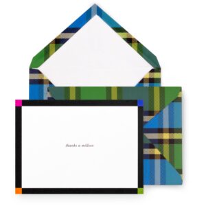 kate spade new york Blank Thank You Cards for Holidays and Celebrations, Stationery Set with 10 Cards and Envelopes, Grand Plaid Duo