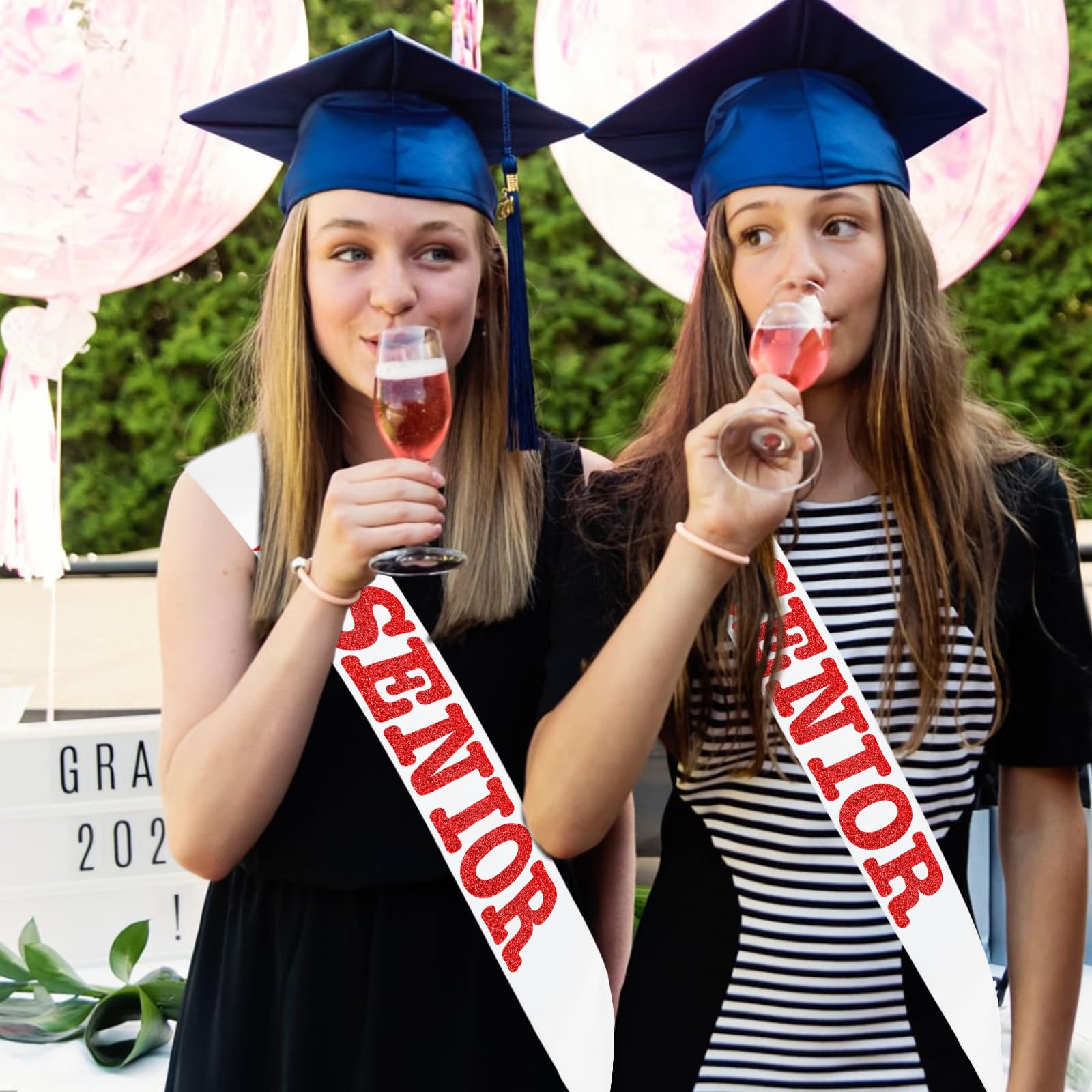 SKJIAYEE Class of 2025 Senior Sash, White Satin Finally Graduated Sash with Red Printing Letters Cheerleader Senior Sash for Class of 2025 Graduation Party Celebrations Supplies(White+Red)