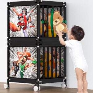 Asacbiiin Stuffed Animal Zoo Storage Organizer: Stainless Steels Stuffed Animal Organizer Bin with Removable Lid - Kids Stuffed Animal Holder Plushies Storage for Bedroom Nursery Playroom