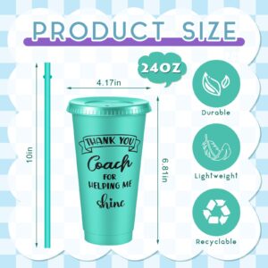 Hollowfly 6 Sets Coaches Gifts Best Coach Ever Plastic Cup with Lid and Straw 24 oz Coach Keychain Whistles Coaches Gifts Christmas Gifts Thank You Gifts for Football Basketball Coach(Multicolor)