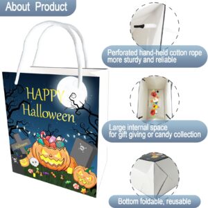 OLIVBIN 6 Halloween Trick or Treat Bags Without Candy, Halloween Tote Bag, Halloween Paper Gift Bags with Handles, Used for Gift Packaging, Food Bags, Snacks, Halloween Party Supplies.