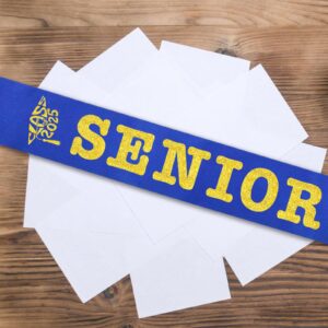 Class of 2025 Senior Sash, Royal Blue Satin Finally Graduated Sash with Gold Printing Letters Cheerleader Senior Sash for Class of 2025 Graduation Party Celebrations Supplies(Royal Blue+Gold)