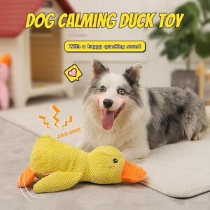 The Mellow Dog Calming Duck Toy with Soft Squeaker - IF They RIP ONE, WE Replace Another. (Yellow x1)