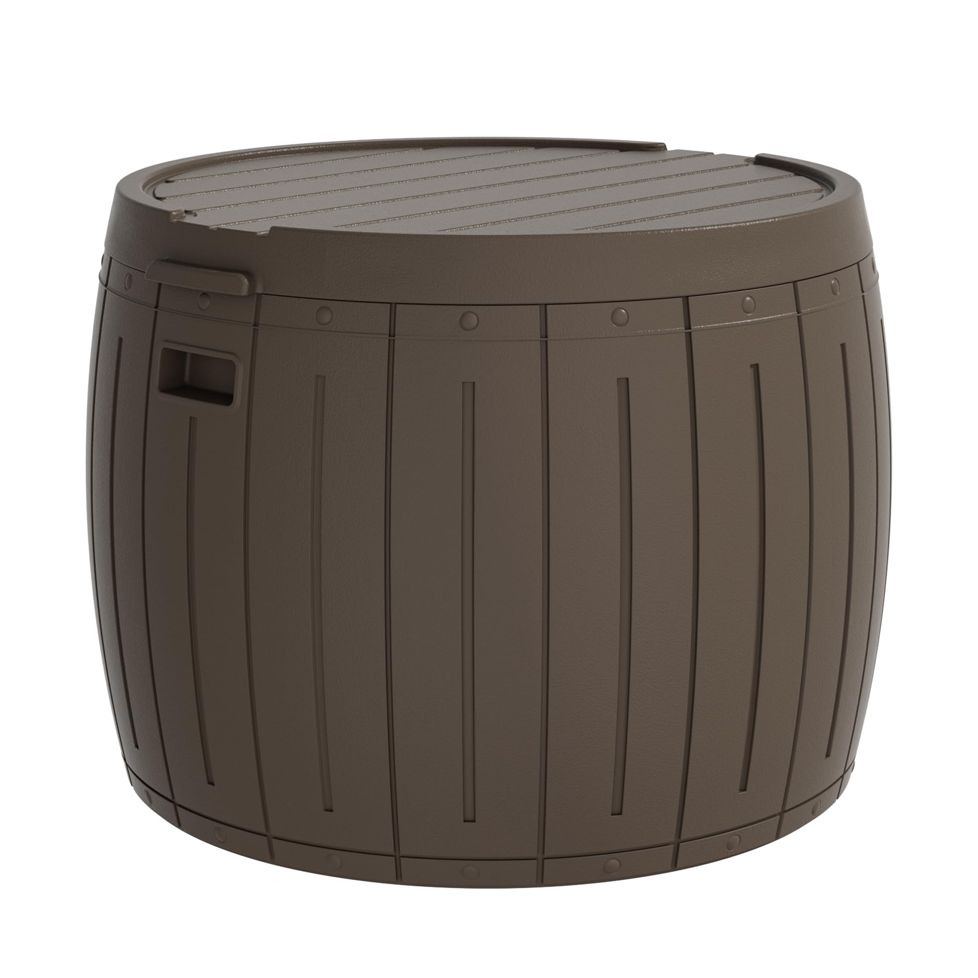 Mrosaa Deck Box Storage Box, Round Patio Table, Waterproof Outdoor Storage Box for Towels, Patio Furniture, Pool Tools, Outdoor Uses, Sports Equipment, Waterproof/UV Resistant, 27 Gallons Brown