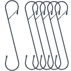 6pcs s hooks hanging 12 inch heavy duty large s hooks with safety buckle, long s hooks for hanging plant, utility hooks, long heavy duty hanging hooks for kitchen, bathroom, garden, indoor, outdoor