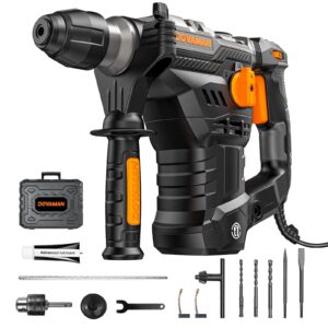 dovaman rh15a 1-9/16'' sds-plus rotary hammer drill, 4 in 1 functions, multi-material use, safety clutch, 6 speeds, sds-plus adaptor, 4350bpm/900rpm, vibration control, demolition hammer for concrete