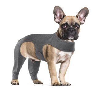 Yoolhamy Dog Surgery Recovery Suit, Dog Leg Wound Protector Brace, Comfortable Dog Elbow Protector Cone Alternative Prevent Licking Bite Long Sleeve Suits Leg Brace Support (Grey, S)