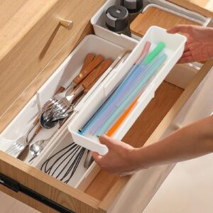 UXIETIN Expandable Straw Organizer Drawer for Cabinet,Reusable Extra Long Straw Drawer Organizer Fits for 60oz Stanley Long Straw