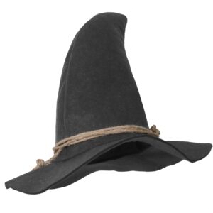 HOMELEX Grey Wizard Felt Hat Witch Sorcerer Hats Adult Costume Scarecrow Accessory for Halloween