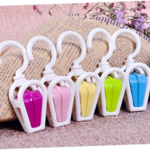 10 Pcs White Portable Plastic Strong Swivel Hook Rotating Laundry Hanging Hook Clothes Pins Beach Towel Clip, Clothes Pins, Laundry Storage and Organization