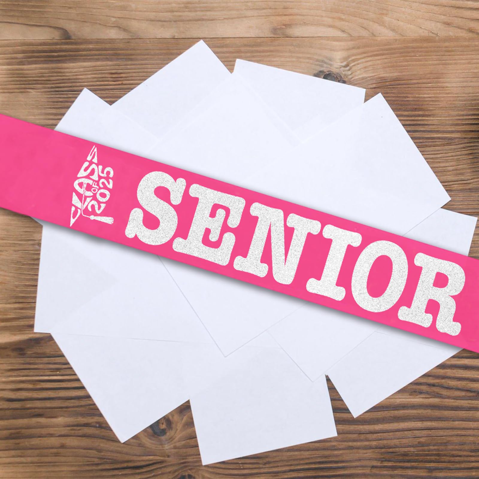 Class of 2025 Senior Sash, Hot Pink Satin Finally Graduated Sash with Silver Printing Letters Cheerleader Senior Sash for Class of 2025 Graduation Party Celebrations Supplies(Hot Pink+Silver)