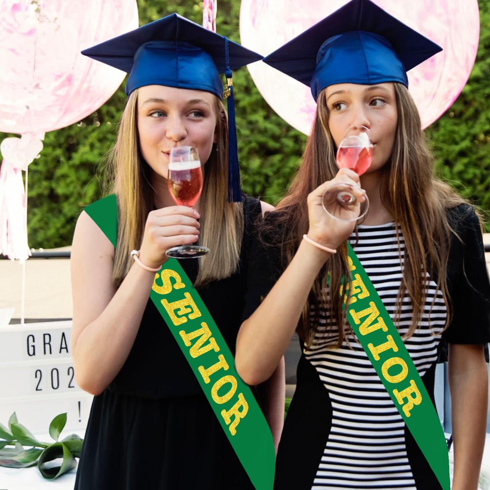 SKJIAYEE Class of 2025 Senior Sash, Green Satin Finally Graduated Sash with Gold Printing Letters Cheerleader Senior Sash for Class of 2025 Graduation Party Celebrations Supplies(Green+gold)