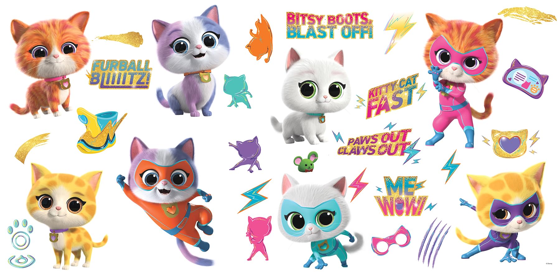 Disney Jr SuperKitties Peel and Stick Wall Decals by RoomMates, RMK5541SCS