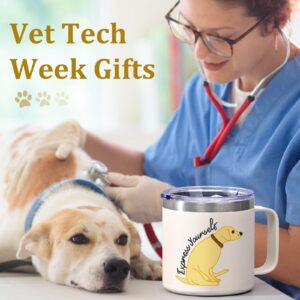 Lifecapido Vet Tech Gifts, Veterinarian Gifts, Vet Tech Week Gifts, Express Yourself Dog 14oz Insulated Coffee Mug, Birthday Gifts, Christmas Gifts for Women Vet Veterinarian Assiant Pet Lover