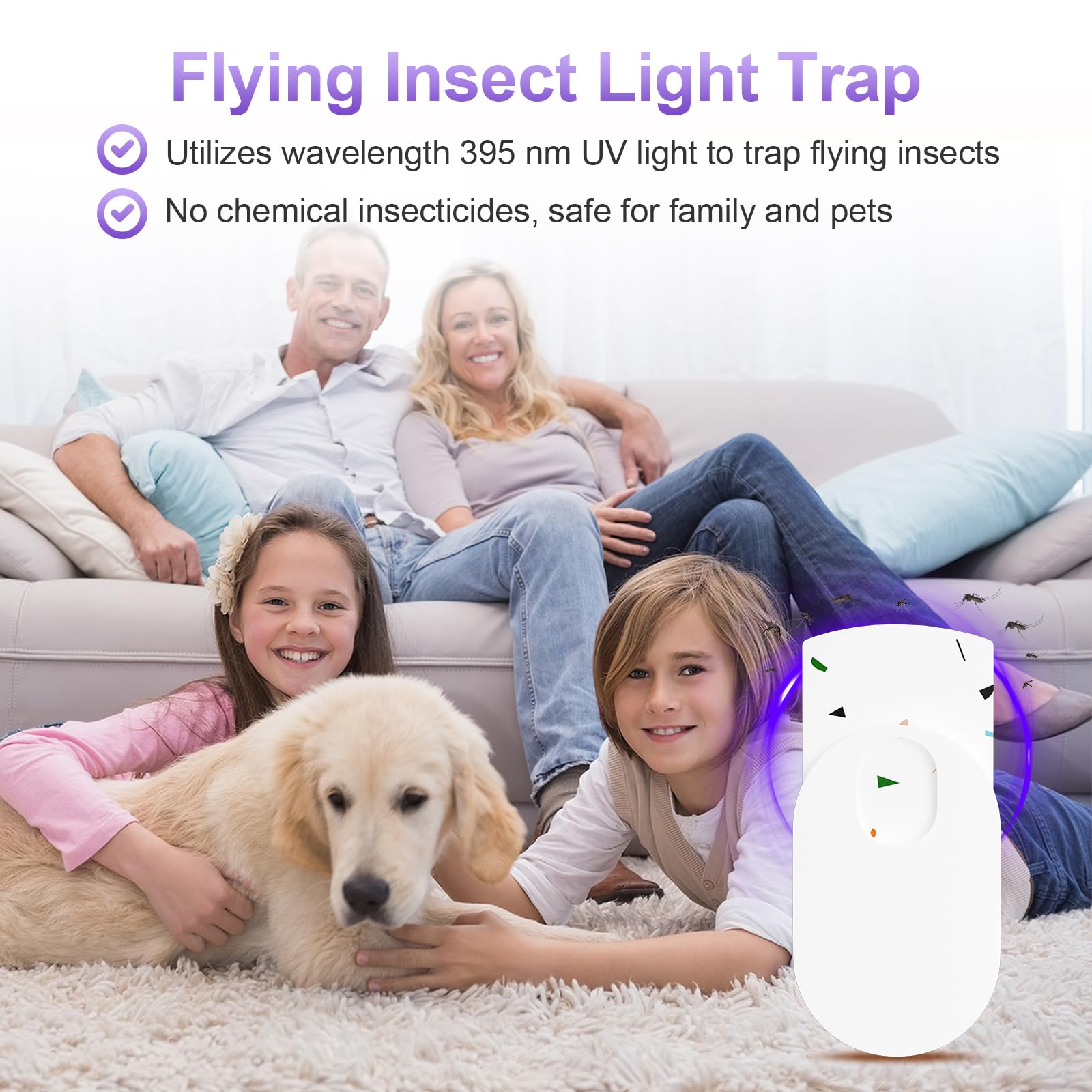 Fly Traps Indoor for Home, Plug-in Bug Fly Catcher Indoor - 2pcs, Bug Light Indoor with Sticky Trap for Capture Flies Fruit Flies Moths Gnats and Other Flying lnsects 400Sg Ft of Protection