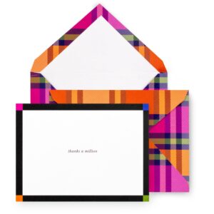 kate spade new york Blank Thank You Cards for Holidays and Celebrations, Stationery Set with 10 Cards and Envelopes, Grand Plaid Duo