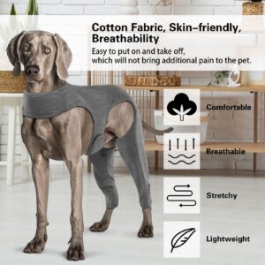 Yoolhamy Dog Surgery Recovery Suit, Dog Leg Wound Protector Brace, Comfortable Dog Elbow Protector Cone Alternative Prevent Licking Bite Long Sleeve Suits Leg Brace Support (Grey, S)