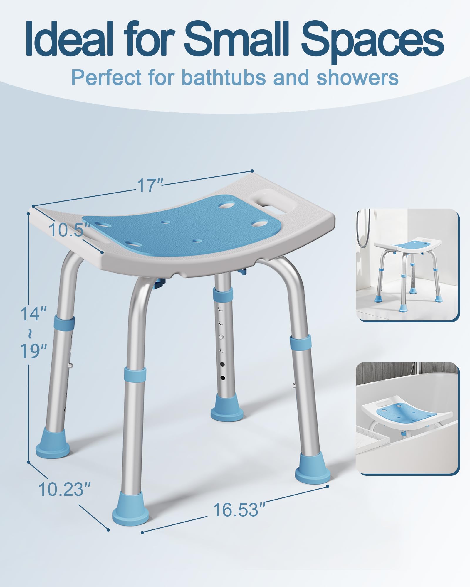 HOMLAND Shower Chair for Inside Shower, FSA/HSA Eligible 400 lbs Adjustable Shower Stool with Suction Feet, Shower Seat for Inside Tub Bathroom Bench Bath Chair for Elderly and Disabled