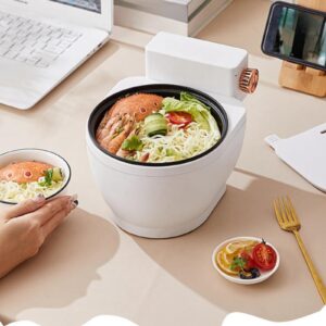 Generic Funny Rice Cooker Non-Stick Multi Cooker Toilet-Shaped Electric Cooking Pot For Stir Fry, Steak, Noodles, Soup Portable Hot Pot For Dorm, Office, Travel,toilet crock pot, white