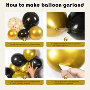 160PCS Black and Gold Balloons Garland Arch Kit 5/10/12/18 Balloon Arch Kit Graduation New Year Anniversary Birthday Party Decorations,Reusable Balloons Women, Men Birthday Decoration Party Supplies