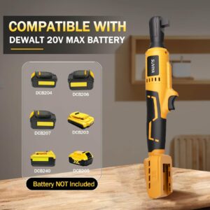 3/8" Cordless Ratchet Wrench Compatible With Dewalt 20V MAX Battery, 74Ft-Lbs Brushless Motor Power Ratchet Wrench with 1/4" Adapter, Power Electric Ratchet drive (Tool Only)