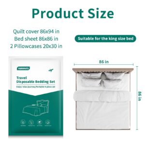 VAMMOTS Disposable Bed Sheets for Hotel,Travel Disposable Bedding Set,Disposable Duvet/Comforter Cover,King Size Disposable Bed Sheets with 1Bed Sheet 1Quilt Cover 2Pillowcase,Skin-Friendly