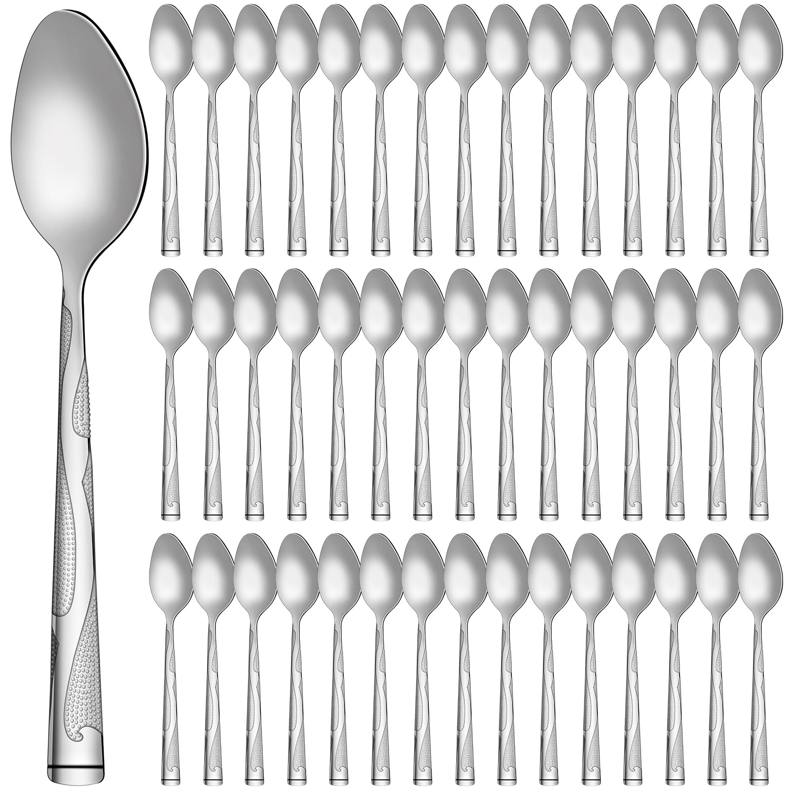 Lasnten 100 Pieces Dinner Spoons Set 7.24 Inches Silverware Spoons Bulk Metal Dinner Spoons Mirror Polished Tablespoon for Home Restaurant Kitchen Mirror Polished Dishwasher Safe