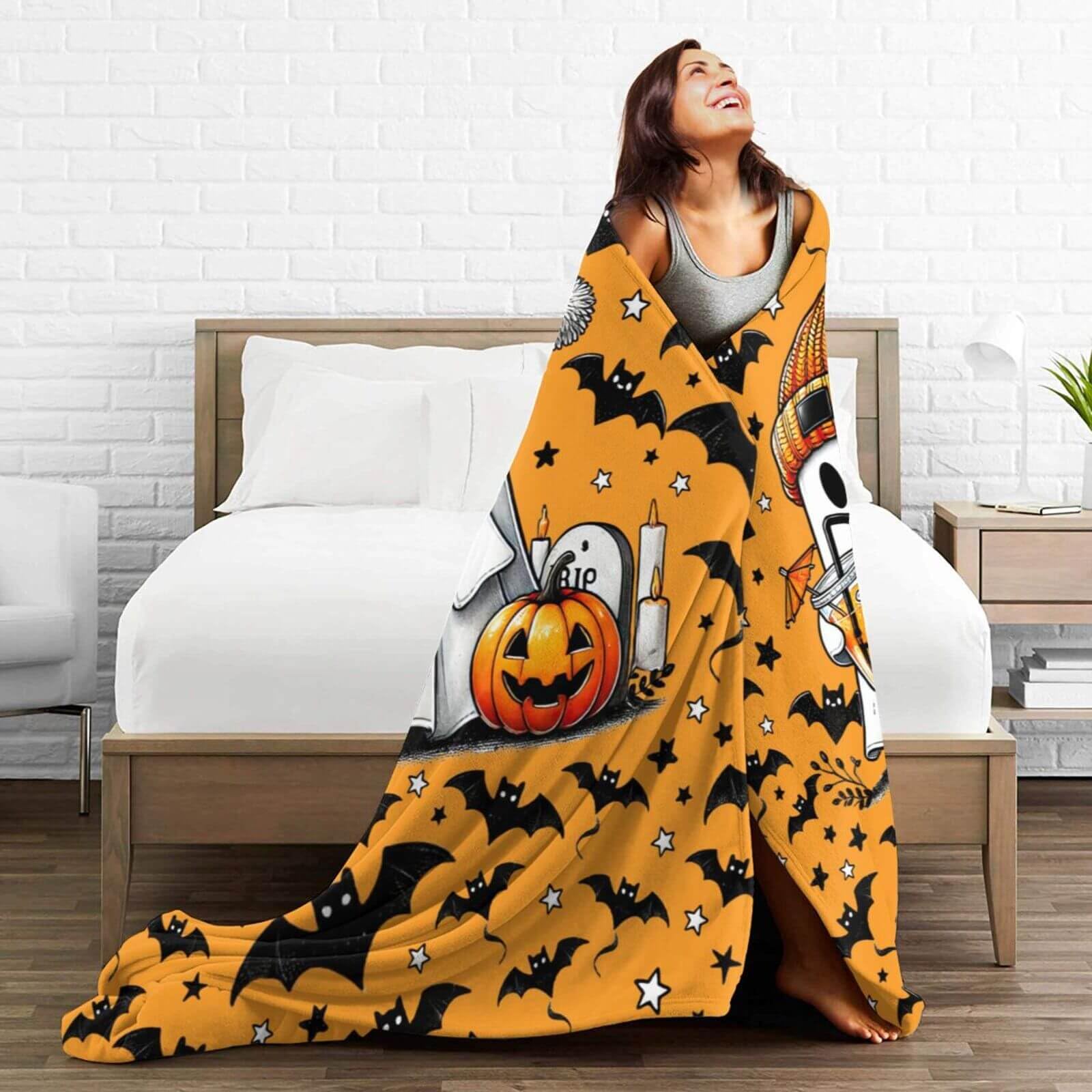 Halloween Blanket for Boys Girls, Haunted Halloween Themed Design Printed Throw Blankets for Kids Lap, Chair Sofa, Warm Soft Cozy Blanket, 40"x 50"