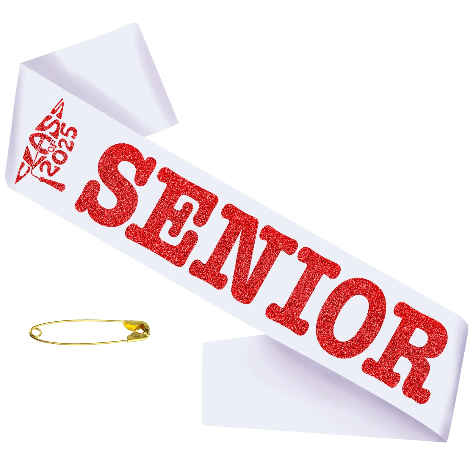 SKJIAYEE Class of 2025 Senior Sash, White Satin Finally Graduated Sash with Red Printing Letters Cheerleader Senior Sash for Class of 2025 Graduation Party Celebrations Supplies(White+Red)