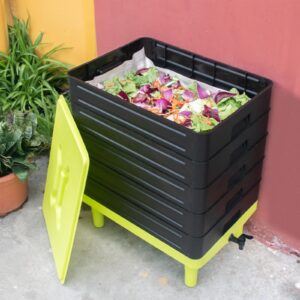 TOP XIAN 5-Tray Worm Composter,100L Worm Compost Bin for Vermicomposting Starter, Indoor & Outdoor Worm Farm Composting Bin, Worm Compost Bin for Recycling Food Waste