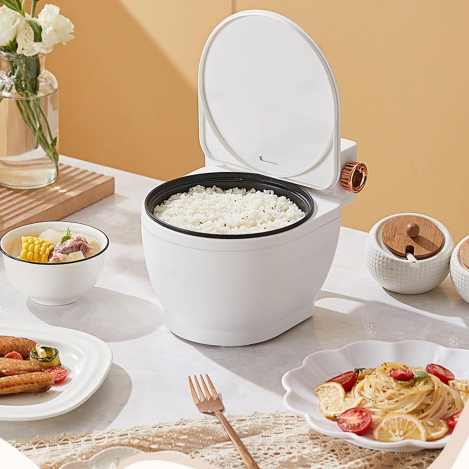 Funny Rice Cooker Non-Stick Multi Cooker Toilet-Shaped Electric Cooking Pot For Stir Fry, Steak, Noodles, Soup Portable Hot Pot For Dorm, Office, Travel,toilet crock pot