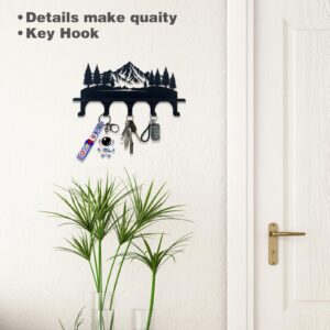 Wall Mounted Key Rack, Decoration Metal Key Rack Hook Organizer with 5 Hooks for Bags Wall Front Door Hallway Kitchen Office, 2-in-1