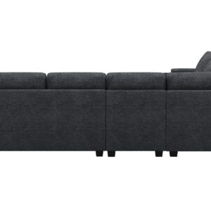 Belffin Modular Sectional Sofa with Storage, L Shaped Sectional Couch with Chaise. Convertible Corner Sectional Couch for Living Room. Dark Gray Couch.