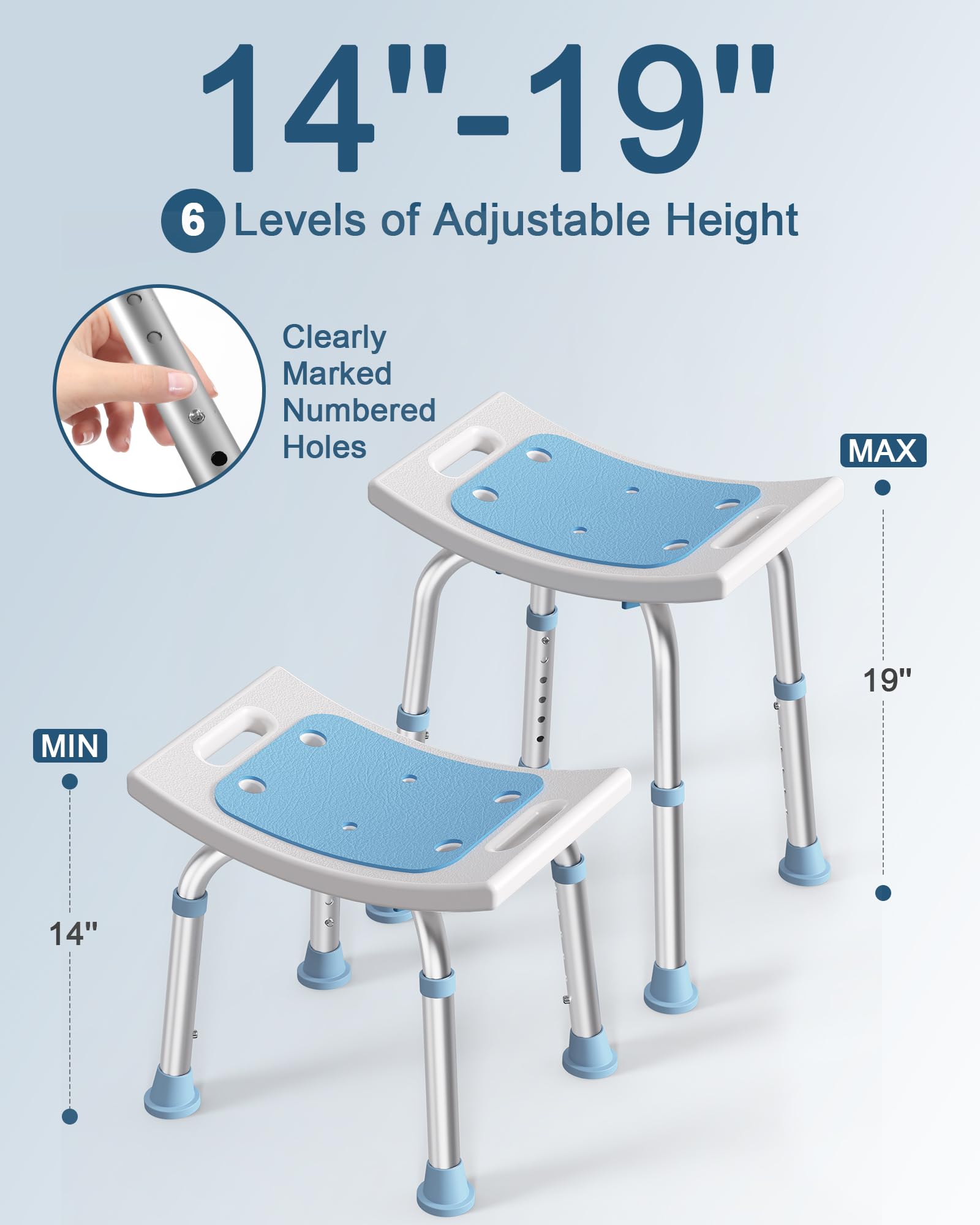 HOMLAND Shower Chair for Inside Shower, FSA/HSA Eligible 400 lbs Adjustable Shower Stool with Suction Feet, Shower Seat for Inside Tub Bathroom Bench Bath Chair for Elderly and Disabled