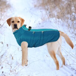 IDOMIK Warm Dog Coat with Built-in Harness,Warm Dog Winter Coat,Dog Cold Weather Coats Zipper,Waterproof Dog Jackets Thicken Dog Fleece,Windproof Dog Snow Jacket Snowsuit for Small Medium Large Dogs