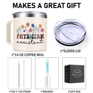 Physician Assistant Gifts for Women, Physician Coffee Mug for National Physician Assistant Day, Birthday and Christmas, 14oz Stainless Steel Insulated Coffee Mug for Physician Assistant, Creamy White