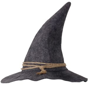 HOMELEX Grey Wizard Felt Hat Witch Sorcerer Hats Adult Costume Scarecrow Accessory for Halloween