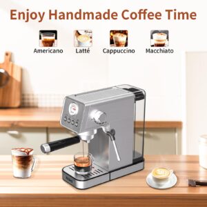 YASHE Espresso Machines, Upgraded 1350W Espresso Maker with Milk Frother Steam Wand and 37.2oz Removable Water Tank, 20 Bar Semi-Automatic Steam Espresso Coffee Maker, Cappuccino Machine for Home