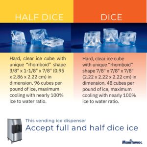 Manitowoc SFA292 Vending Ice Dispenser with Built-in Water Valve, touchless Lever, Floor Model, 30" W x 32" D x 82" H, AHRI Certified 180-lb