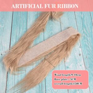 4PCS Faux Fur Ribbon 2"x60" Faux Fur Fabric Pre Cut Rolls Soft Christmas Fluffy Craft Fur Plush Patch Sewing Fur Cuts Furry Patch Ribbon for Cosplay Costume DIY Craft Gnomes Beard Dwarf Decoration